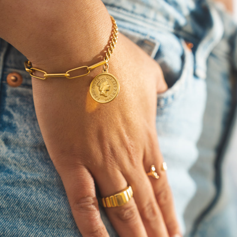 "Vintage Treasure Coin Link" Bracelet